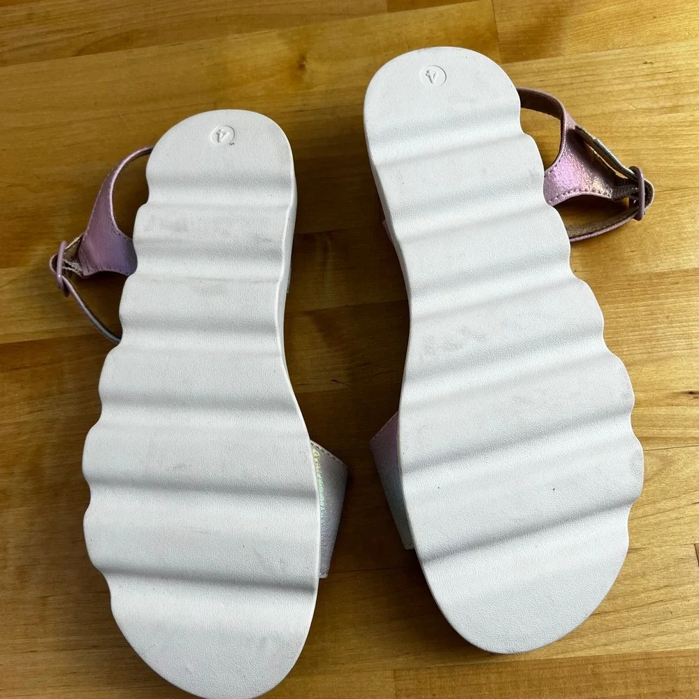 Cat & Jack‎ Girls' Iridescent Platform Sandals Adjustable Ankle Strap Size 4